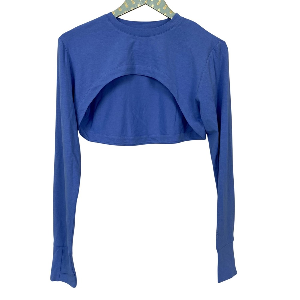 Coolibar Luna Pullover Shrug Women Medium Blue Cropped Long Sleeve UPF 50+ UV